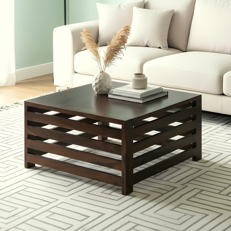 Qervon Sheesham Wooden Center Table - Taupe
