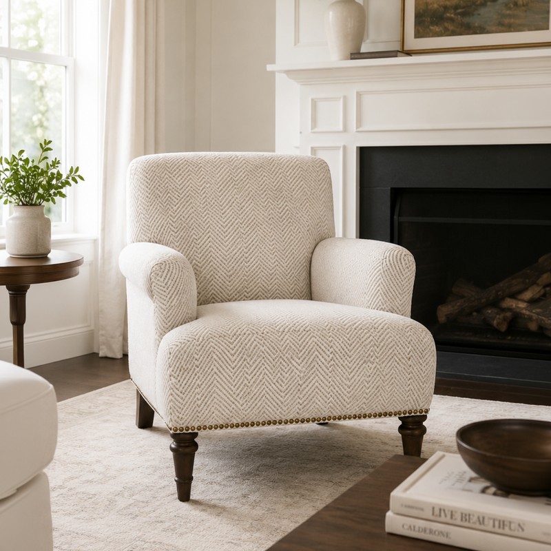Ashford Teak Wood & Faux Suede Lounge Chair