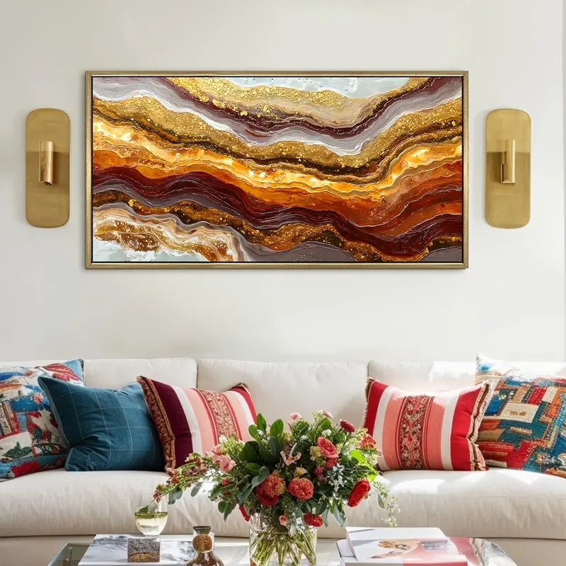 Amber Geode Stream Canvas Wall Painting