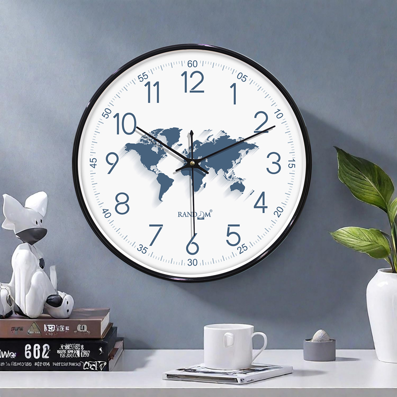 Atlas Silent Analog Wall Clock - Navy Blue & White