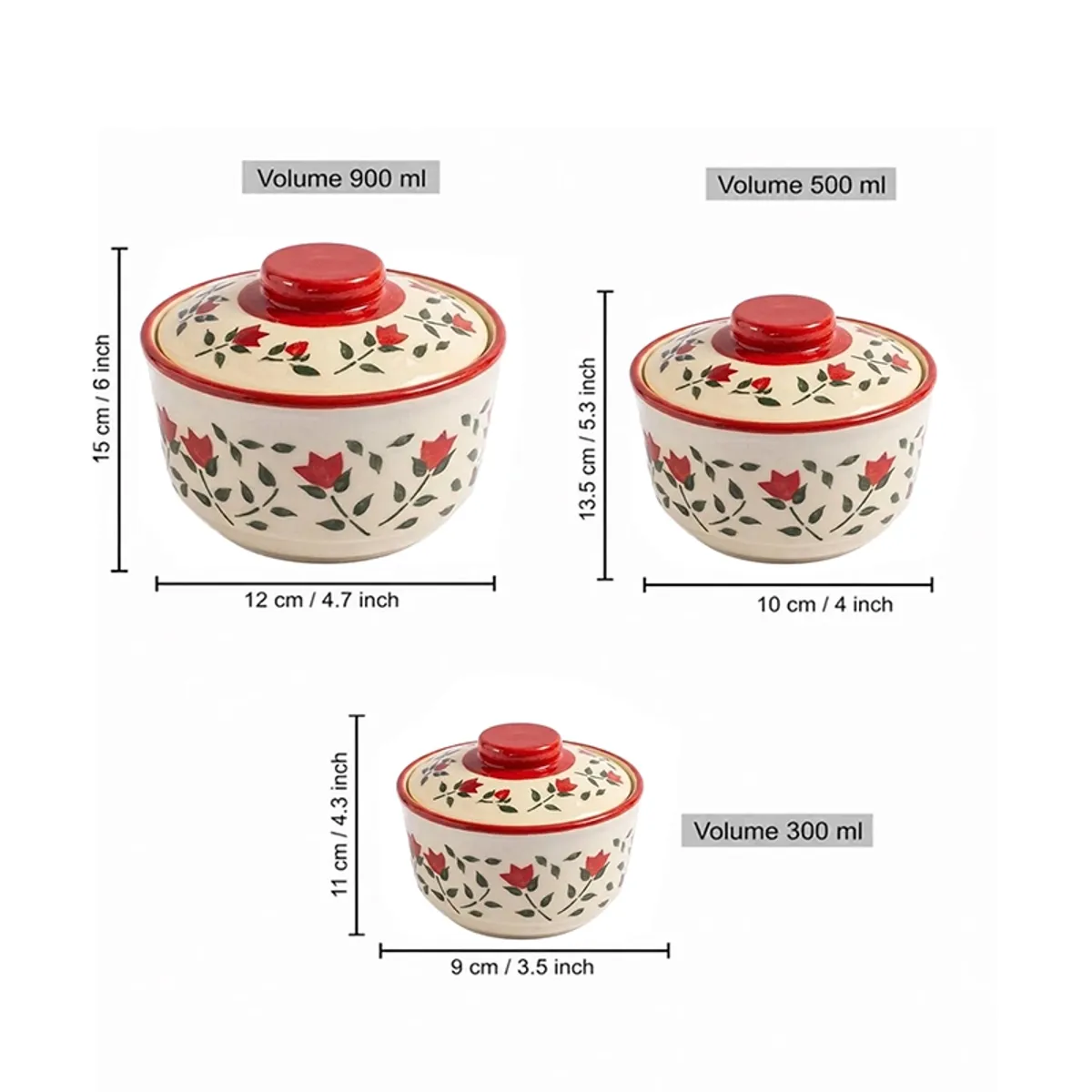 Nivedya Serving Bowl (300 mL/500 mL/900 mL) - Set of Three