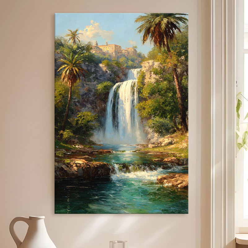 Rainforest Cascade Gallery Wrapped Canvas Wall Painting