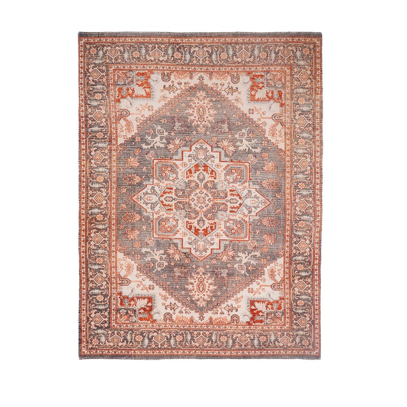 Vintage Rosewood Persian Medallion Cotton Rug - Red - 5 x 3 ft