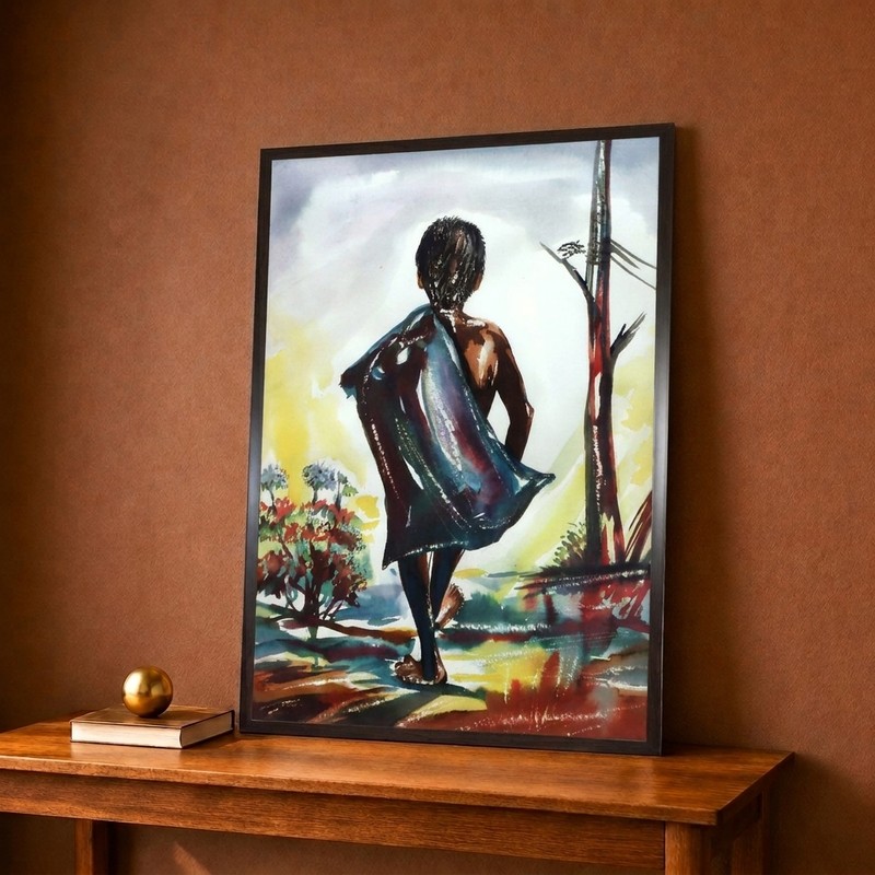 Village Boy Canvas Wall Painting