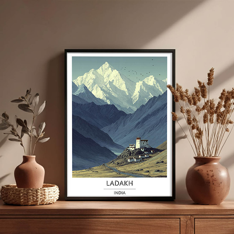 Monastery Among the Peaks Wall Art With Black Frame - Small