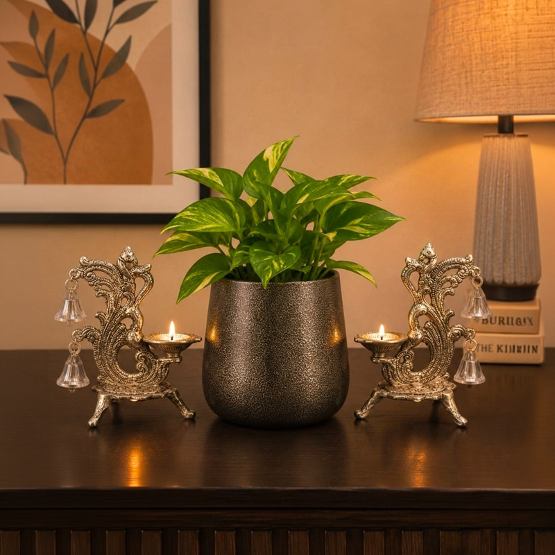 Rooted Planter With Tealight Candle Holders - Three Piece Set