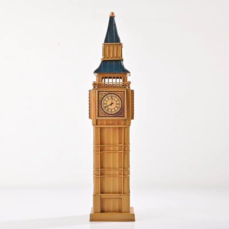Front view of the tall clock tower decorative showpiece