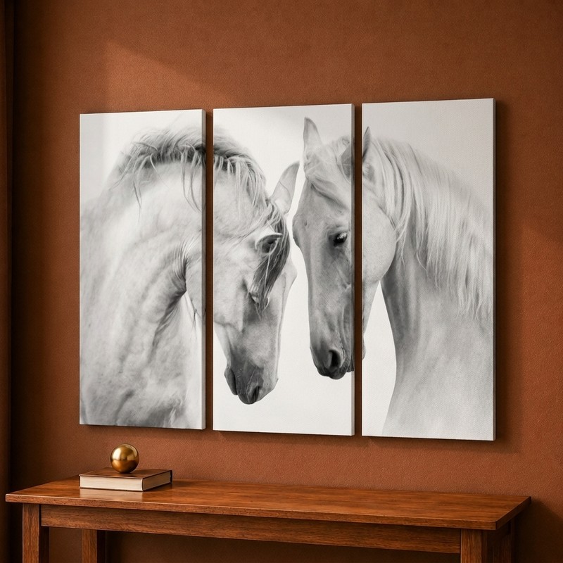 White Horses Canvas Wall Painting