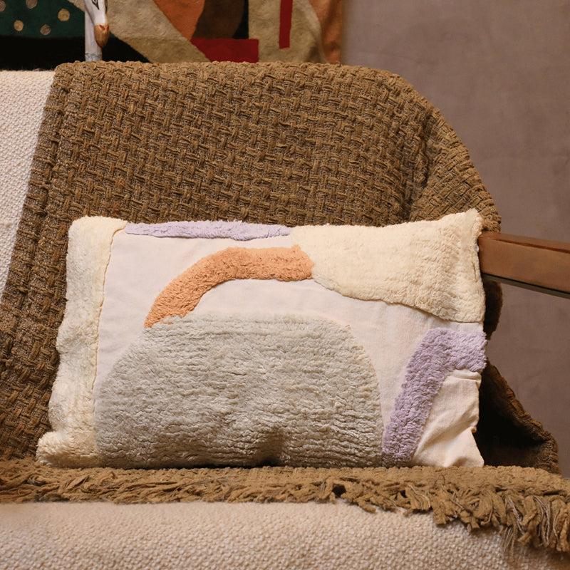 Tufty Dreamscape Tufted Cushion Cover - Beige & Orange