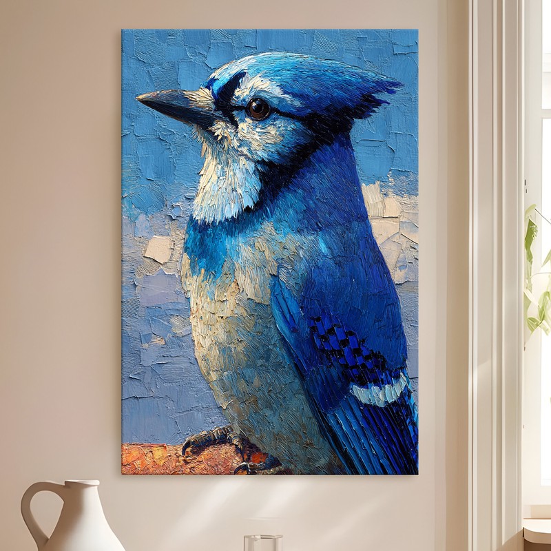 Perched Jay Gallery Wrapped Canvas Wall Painting