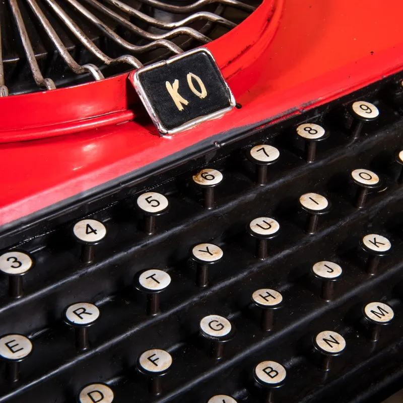 Close-up of keys and metal details on the typewriter showpiece