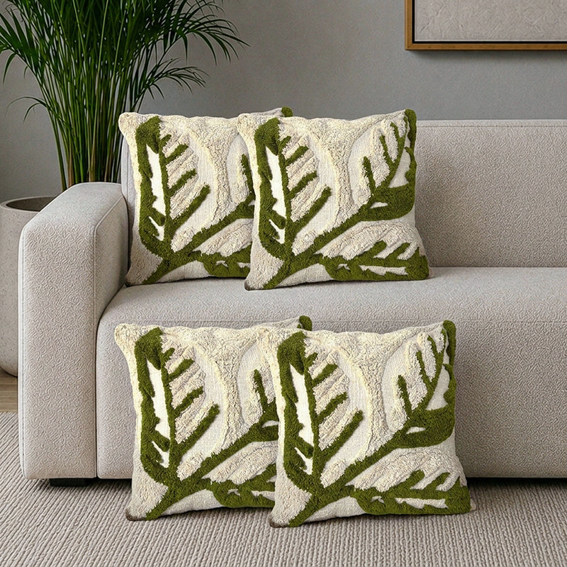 Leafestra Tufted Cushion Cover Set - Set Of Four