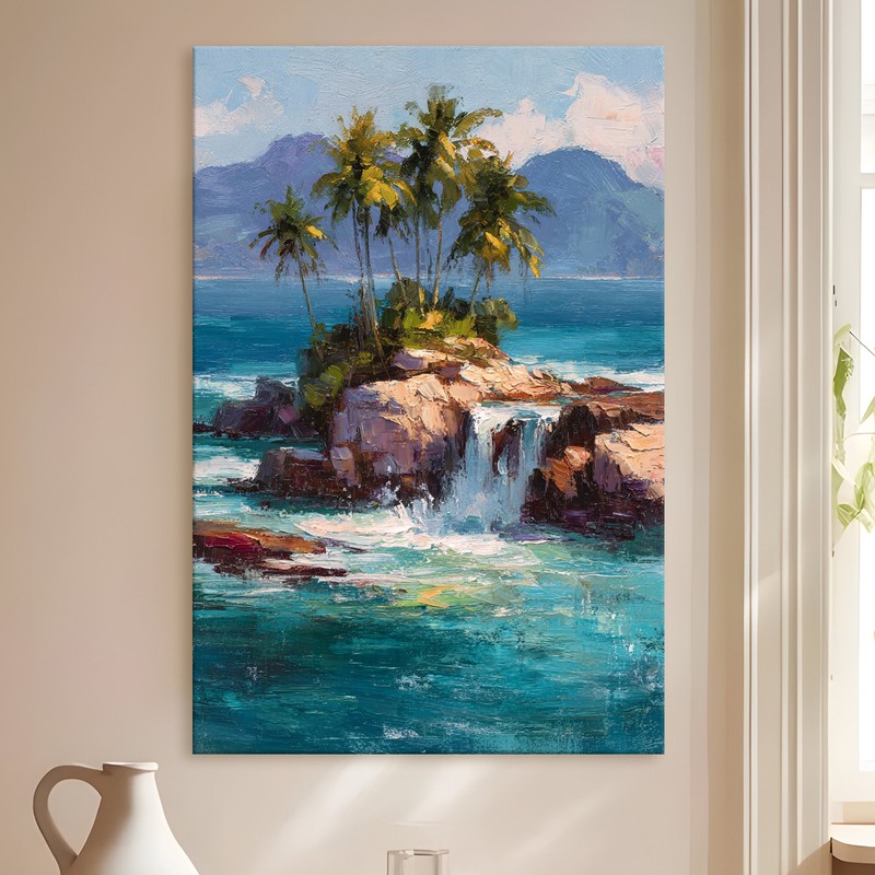 Rocky Lagoon Gallery Wrapped Canvas Wall Painting