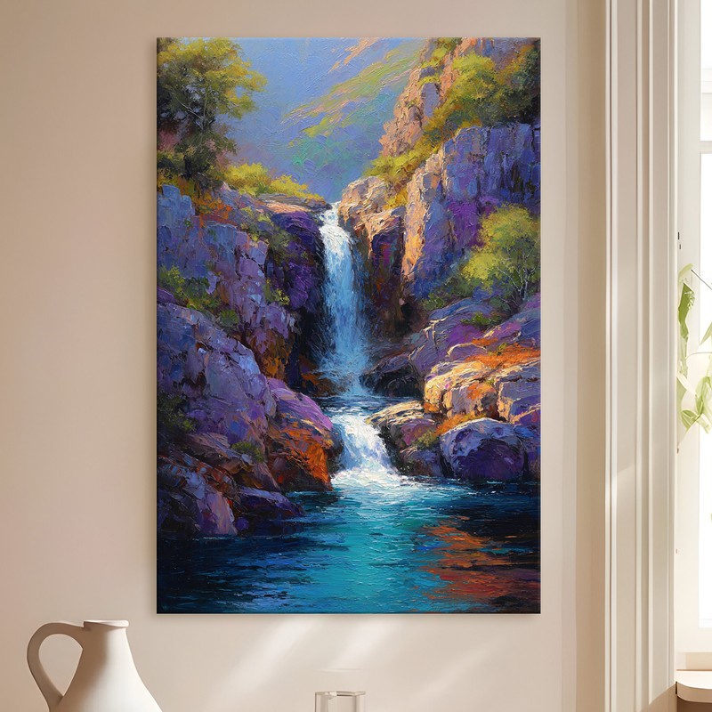 Canyon Falls Gallery Wrapped Canvas Wall Painting