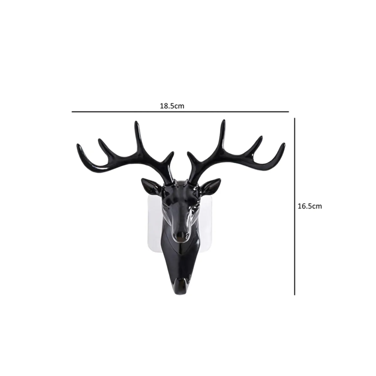 Black deer antler wall hook shown front-facing against a white background