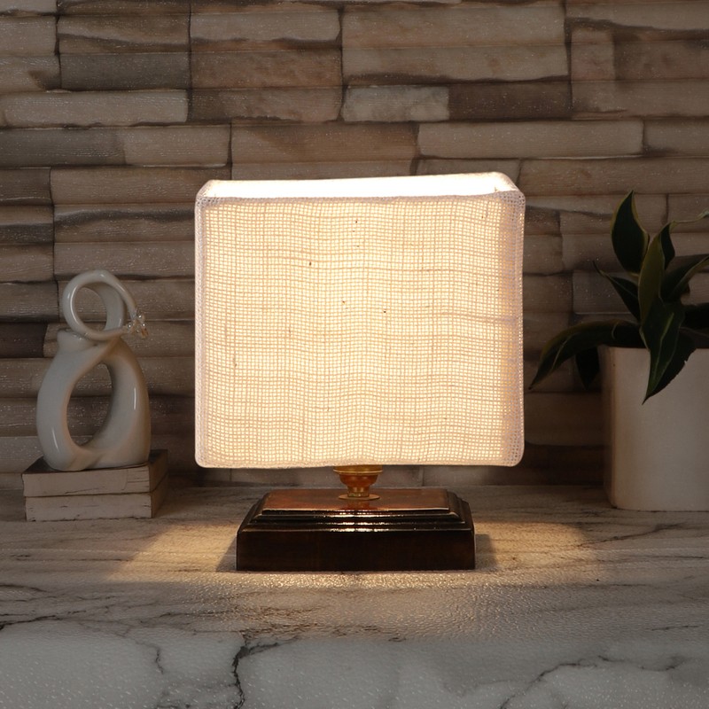 Trabecula Wooden Table Lamp - Off White