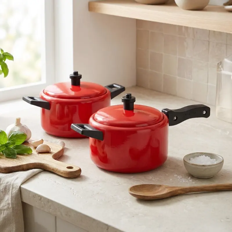 Heat Aura Non-Stick Aluminium Cookware Sets - Red - 800 ML