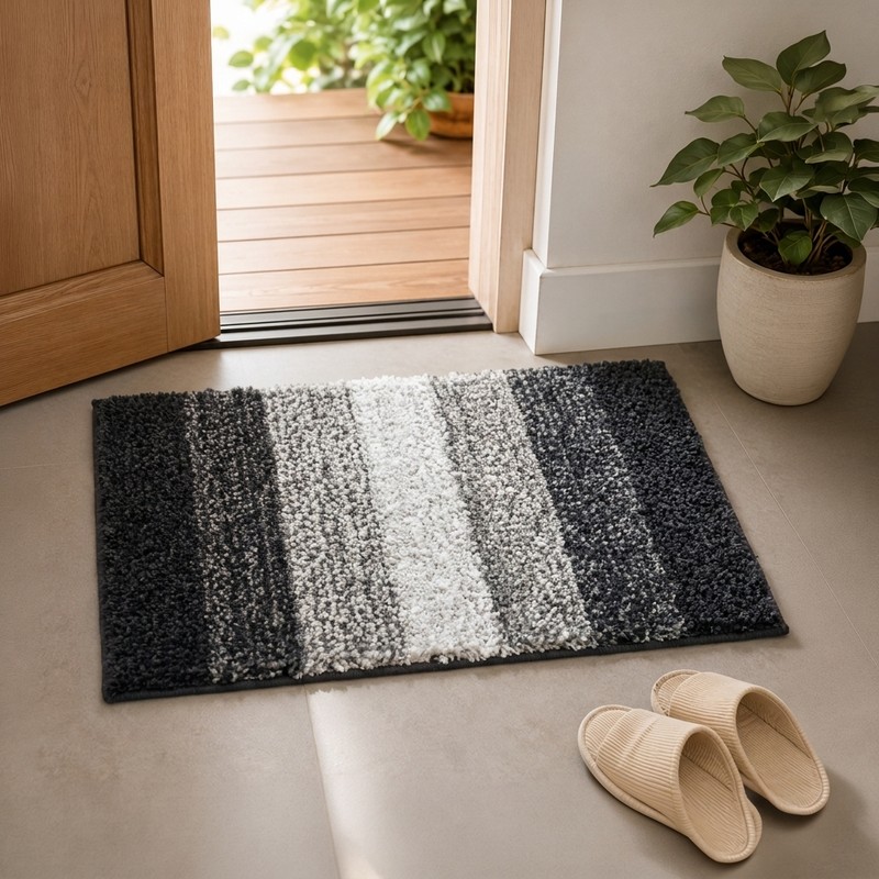 ComfortWeave Anti Skid Bath Mat - Grey & White - 50 x 70 cms