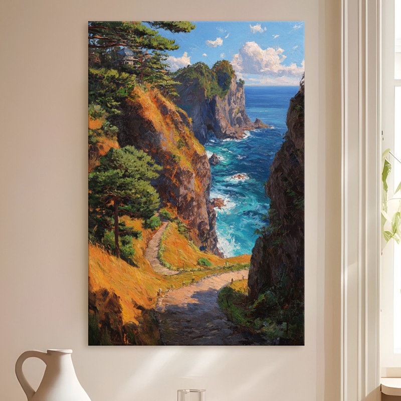 Seaside Path Gallery Wrapped Canvas Wall Painting