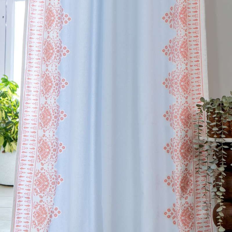 Aura Drape Printed Cotton Curtains - Set of Two - Door - 7 Feet