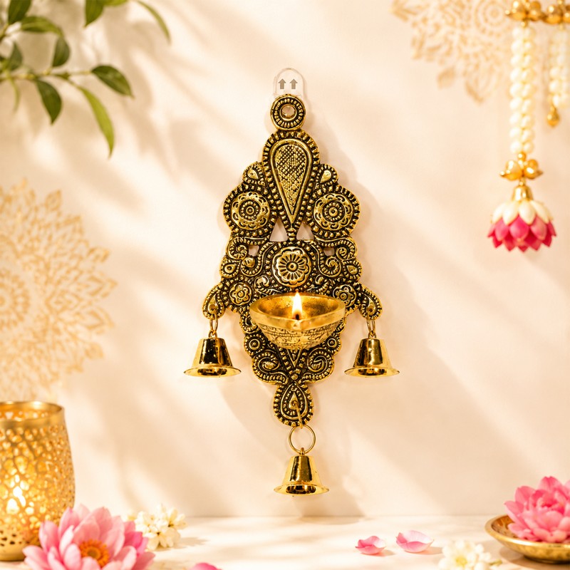 Lunara Heritage Brass Bell Glow Diyas