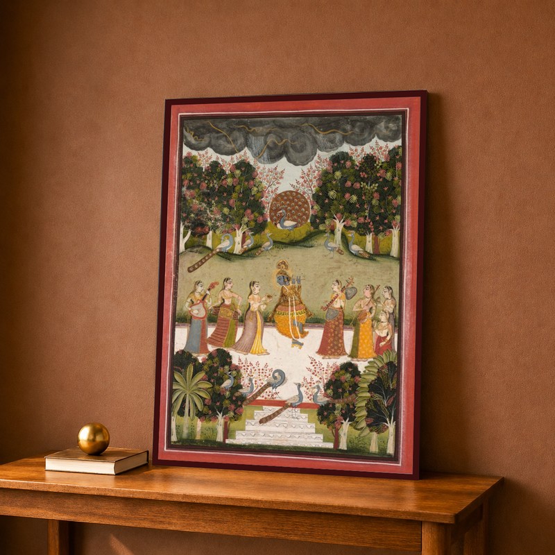 Divine Raas Leela Garden Canvas Wall Painting