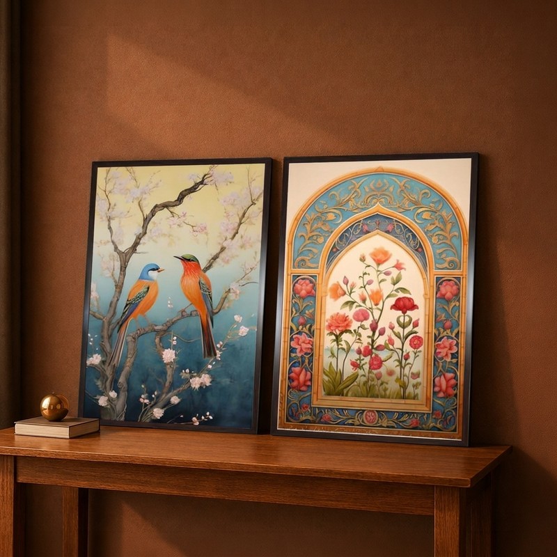 Bird & Floral Duo Canvas Wall Painting