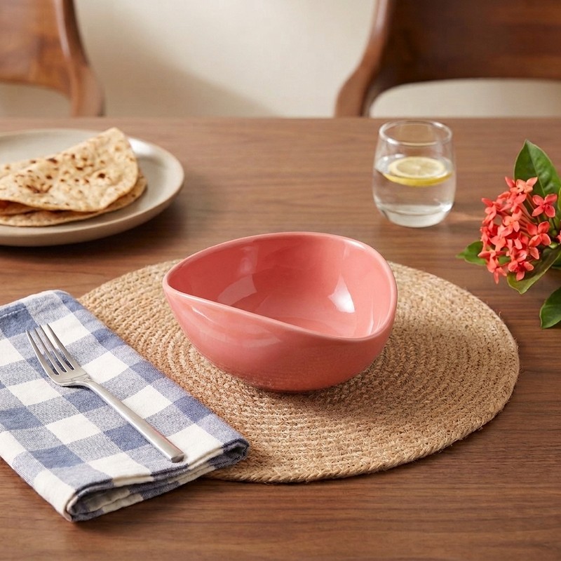 Gourmet Gather Ceramic Serving Bowl (Pink) - 650 mL - 650 mL