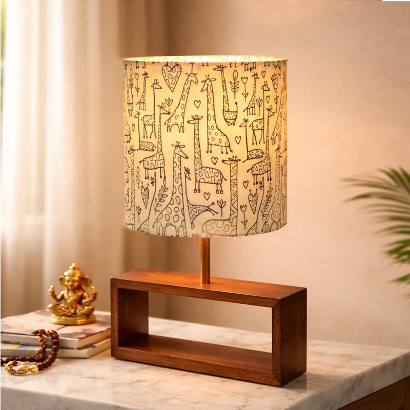 Tall Tales Rectangle Fabric Table Lamp - Brown,Beige