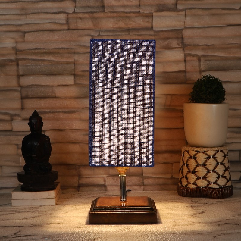 Rhodora Wooden Table Lamp - Navy Blue