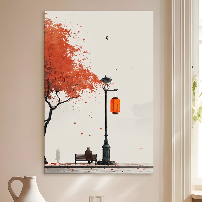 Solitary Lamppost Gallery Wrapped Canvas Wall Painting