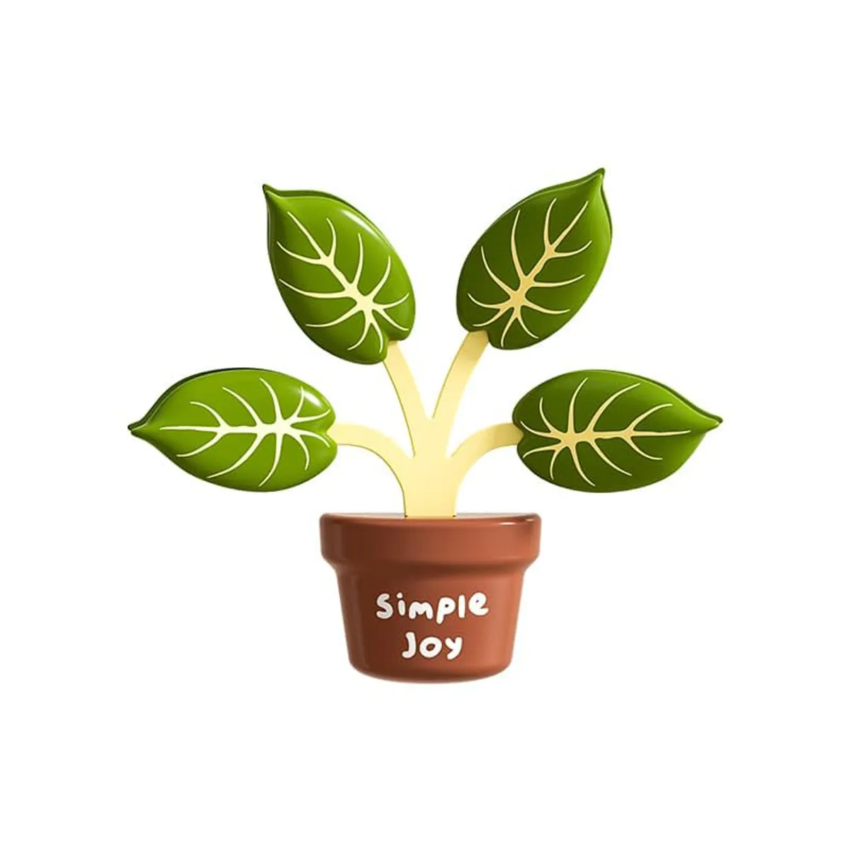 Green leaf-shaped clip holder designed like a small potted plant