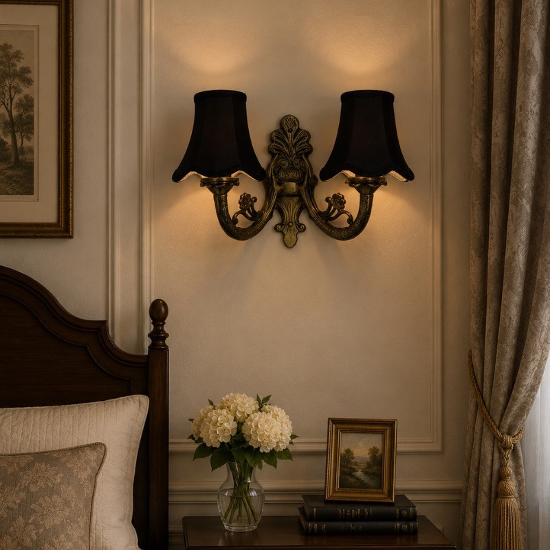 Elaris Royal Cotton Wall Lamp - Black