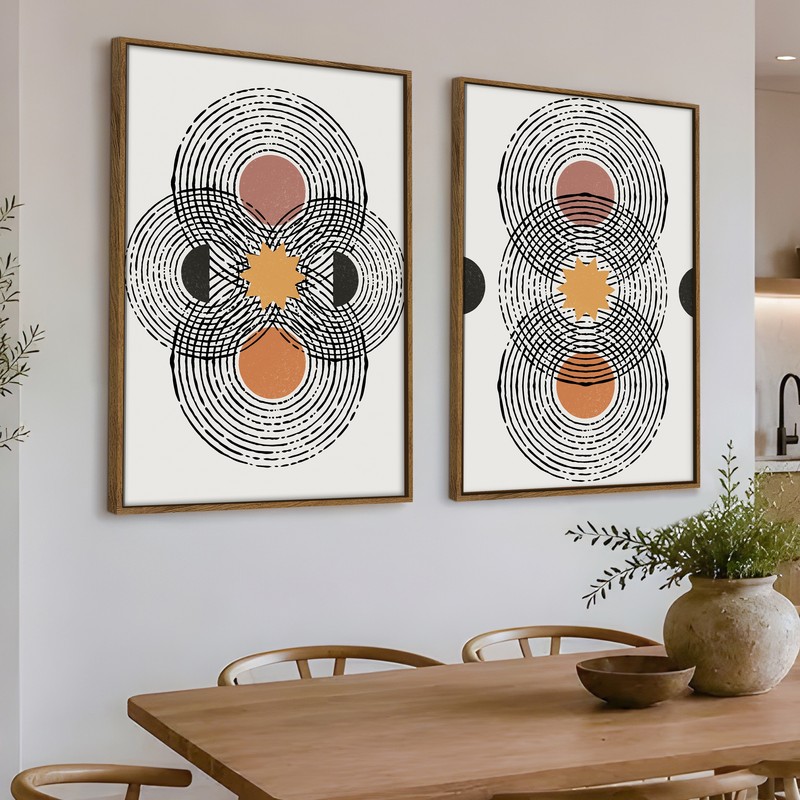 Concentric Rhythm Canvas Wall Paintings - Set of Two