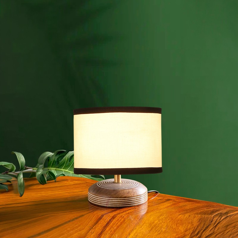 Annular Wooden Table Lamp - White