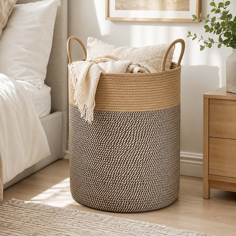 Weave Craft Cotton Laundry Basket - Brown