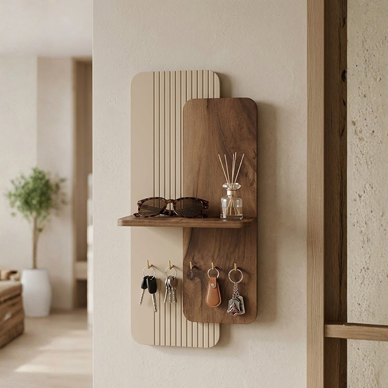 Shadowgate Hanging MDF Key Holder with Shelve - Brown