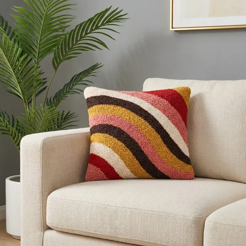 Thread Bliss Tufted Cotton Cushion Cover - 16 x 16 Inches