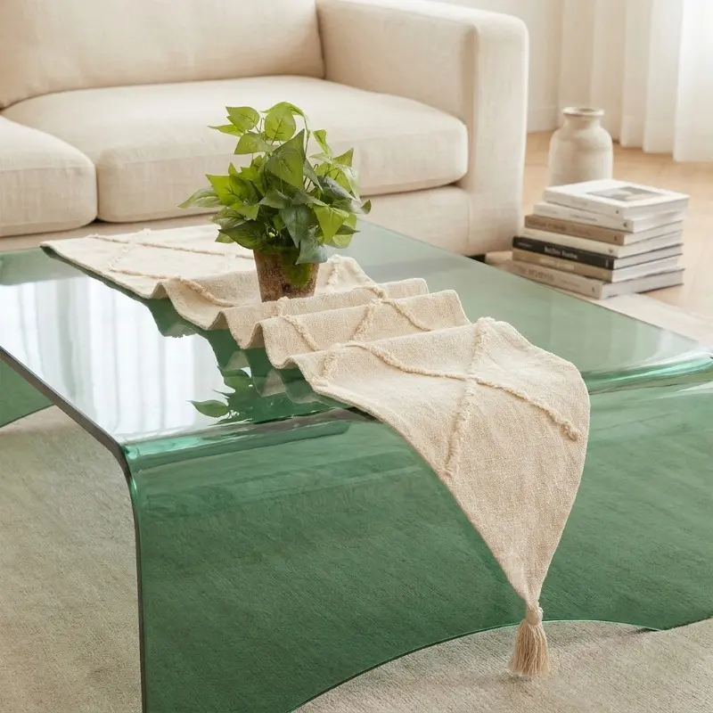 Table Aura Tufted Cotton Table Runner - 4 Seater