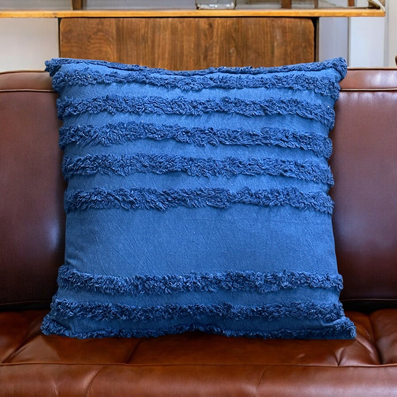 Thea Stripe Tufted Cushion Cover - Blue