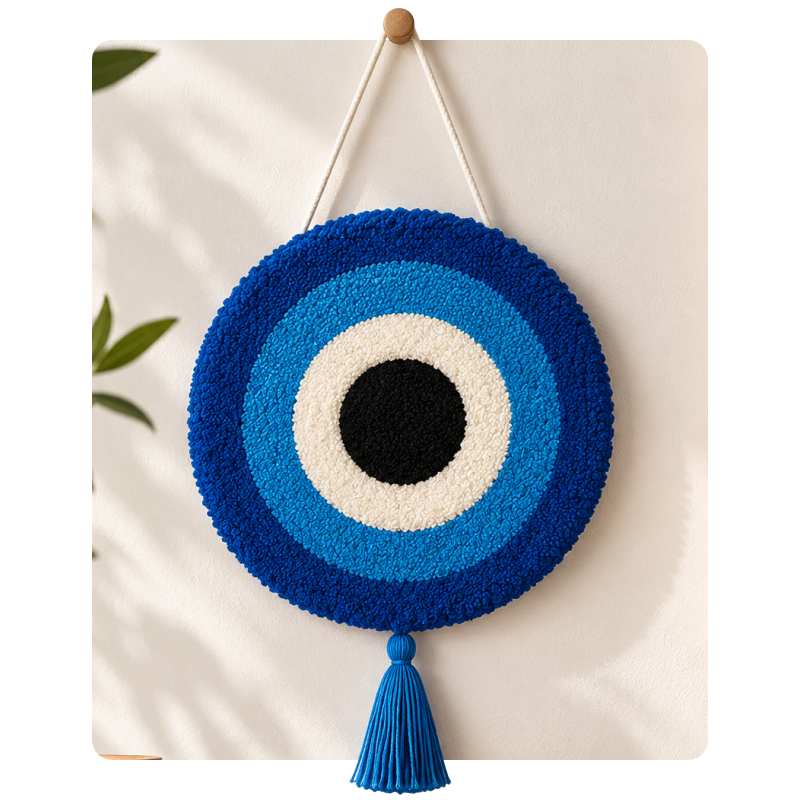 Evil Eye Tasseled Cotton Wall Accent