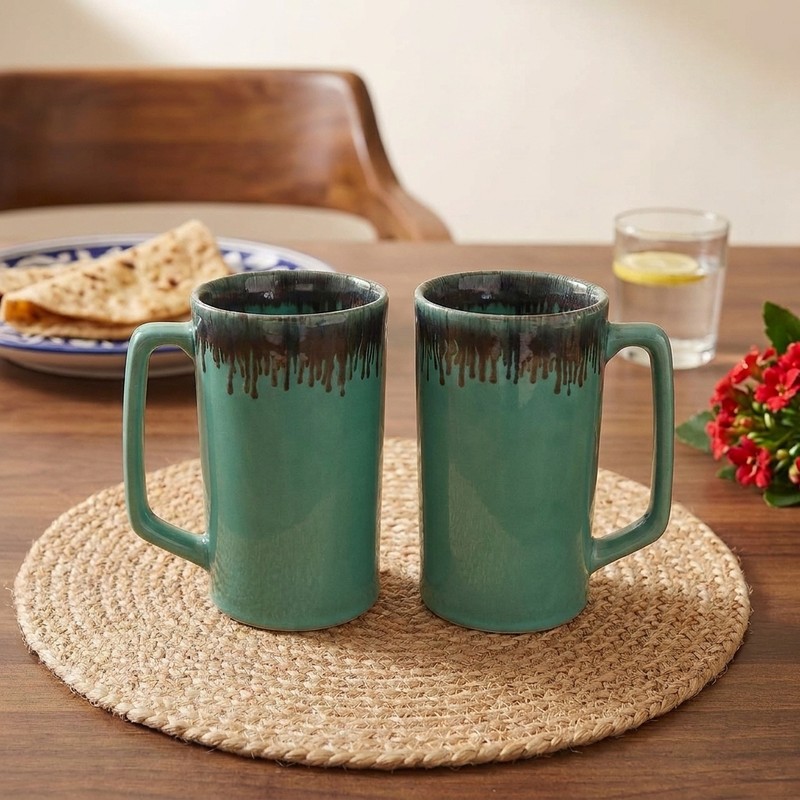Brew Haven Ceramic Coffee Mugs (400 mL Each) - Set of Two - 400 mL