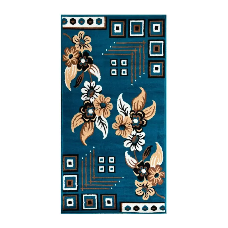 Color Drift Velvet Carpet - Blue,Beige