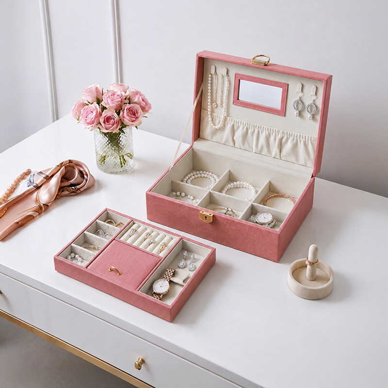AarviDecor TrinketChest Faux Leather Jewellery Box - Pink