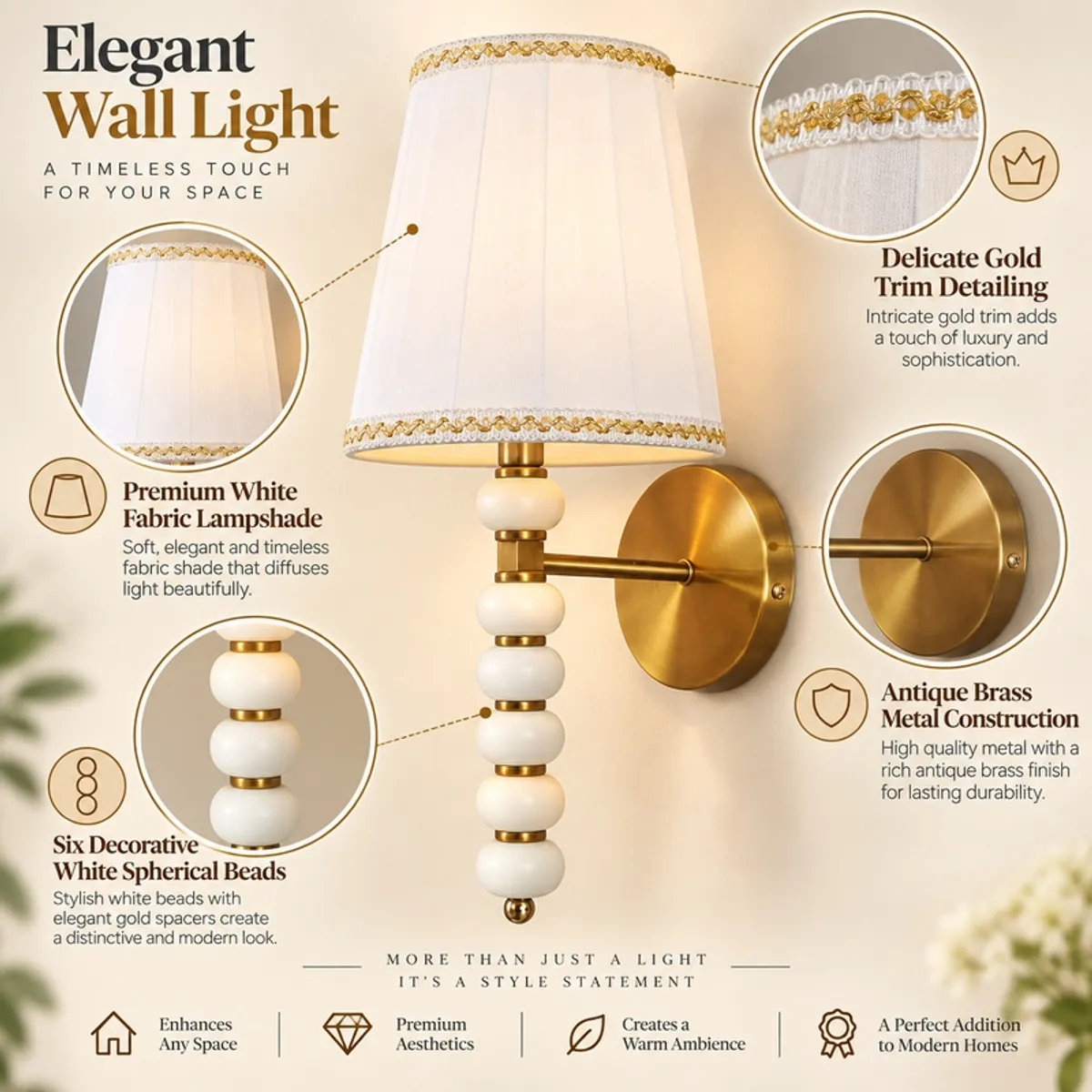 Lumiere Metal & Fabric Wall Lamp