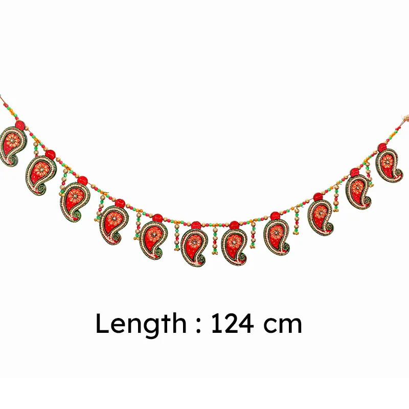 Red decorative toran shown with length text on a white background