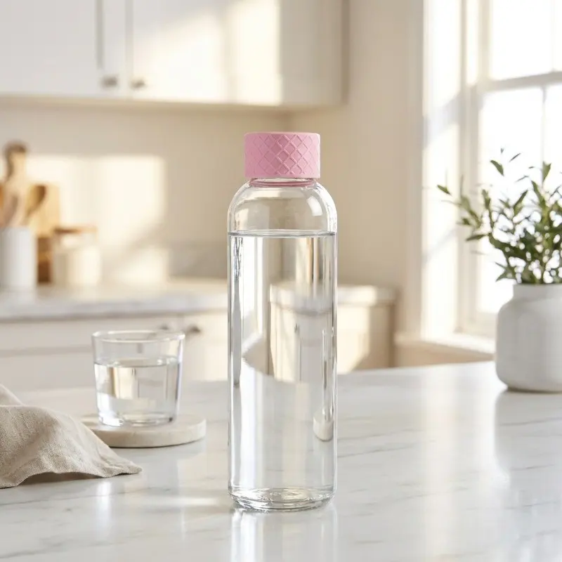 Aqua Verse Glass Water Bottle (1000 mL) - Pink