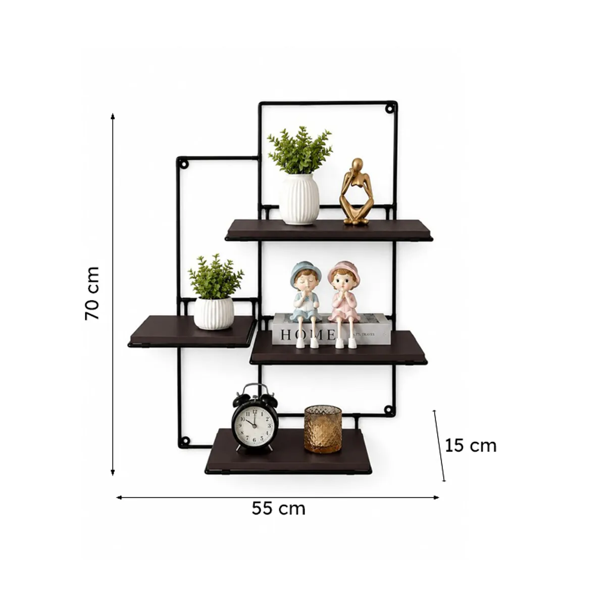 Cove MDF & Iron Wall Shelf - Brown