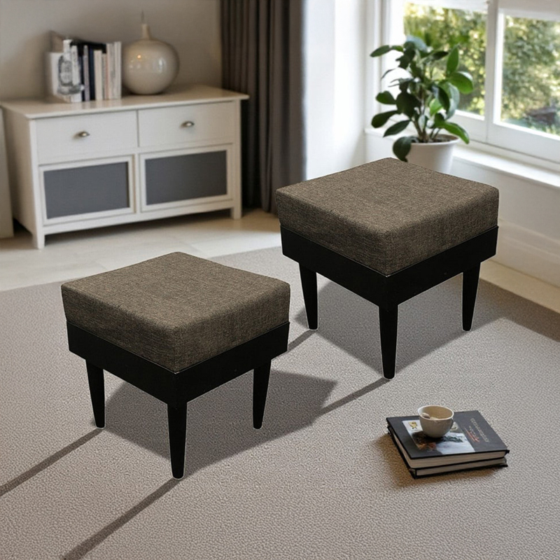 Kirox Sheesham Wooden Stools (Brown) - Set Of Two