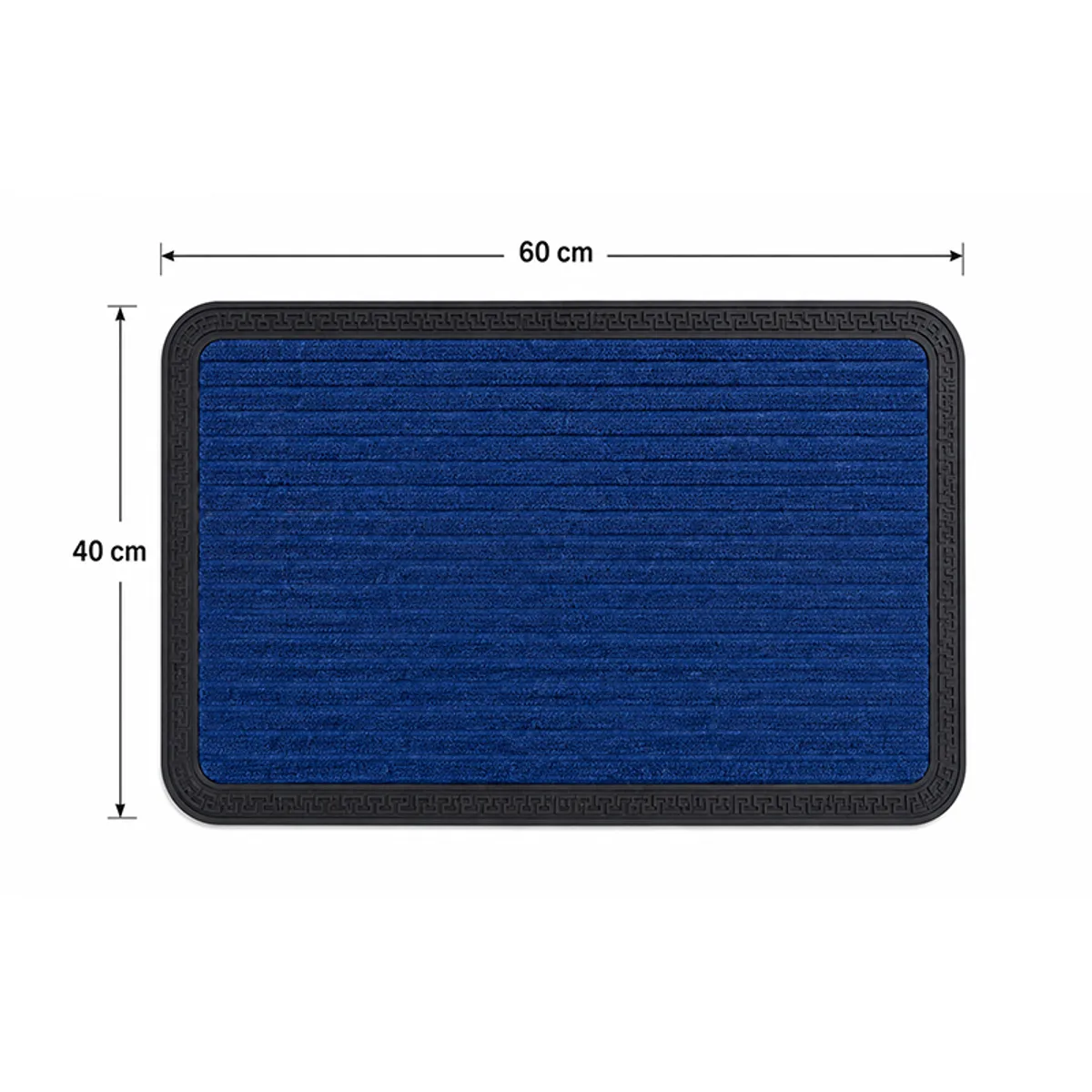 Blue rectangular door mat shown from above with black border